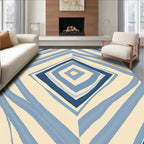 Navy Blue Diagonal Stripe Diamond Rug