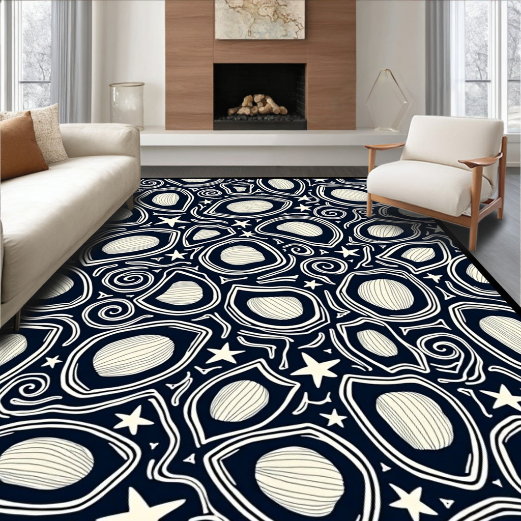 Dark Blue Cosmic Shell Star Rug