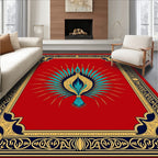 Crimson Teal Gold Fan Medallion Rug