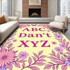 Pink Floral Butterfly Alphabet Border Rug