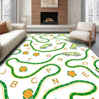 Whimsical Green Cars Letter Track Rug