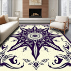 Deep Plum Starburst Mandala Art Rug