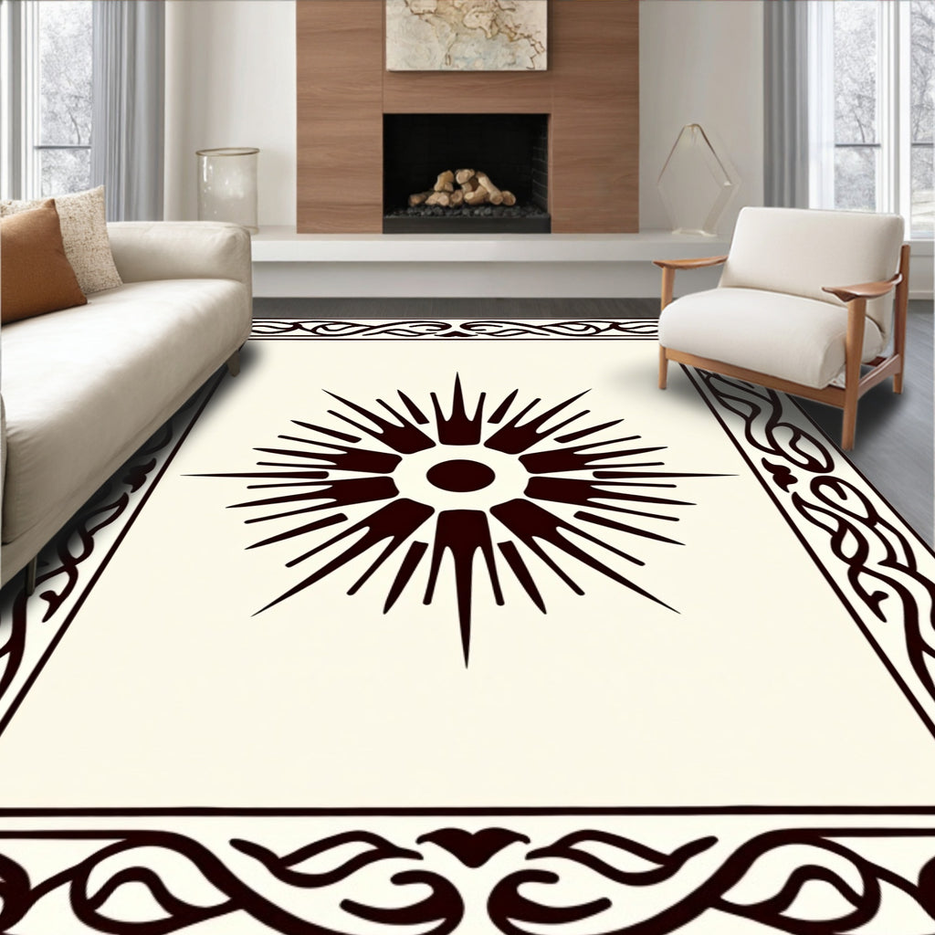Bold Dark Sunburst Frame Rug