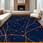 Cosmic Orange Lines Celestial Map Rug
