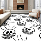 Whimsical Grinning Skull Repeating Pattern Rug