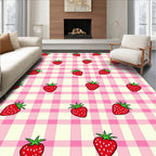 Red Strawberry Gingham Checks Rug