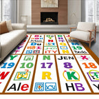 Multicolor Alphabet Number Icons Rug