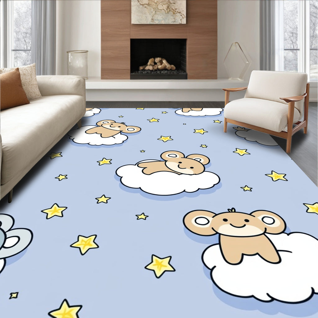 Cute Sleeping Bears Starry Sky Rug