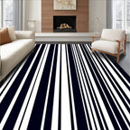 Dark Navy White Vertical Stripe Rug