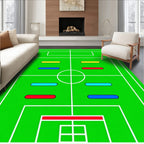 Green Field With Colorful Horizontal Stripes Rug