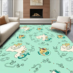Whimsical Yellow Creature Abstract Flow Rug