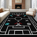 Black Soccer Strategy Board Rug