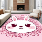 Pink Bunny Hearts Floral Arrangement Rug