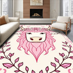 Pink Floral Unicorn Portrait Rug