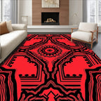 Bold Red Intricate Geometric Medallion Rug