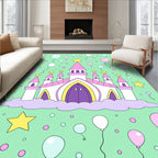 Pink Castle and Yellow Star Balloons Rug