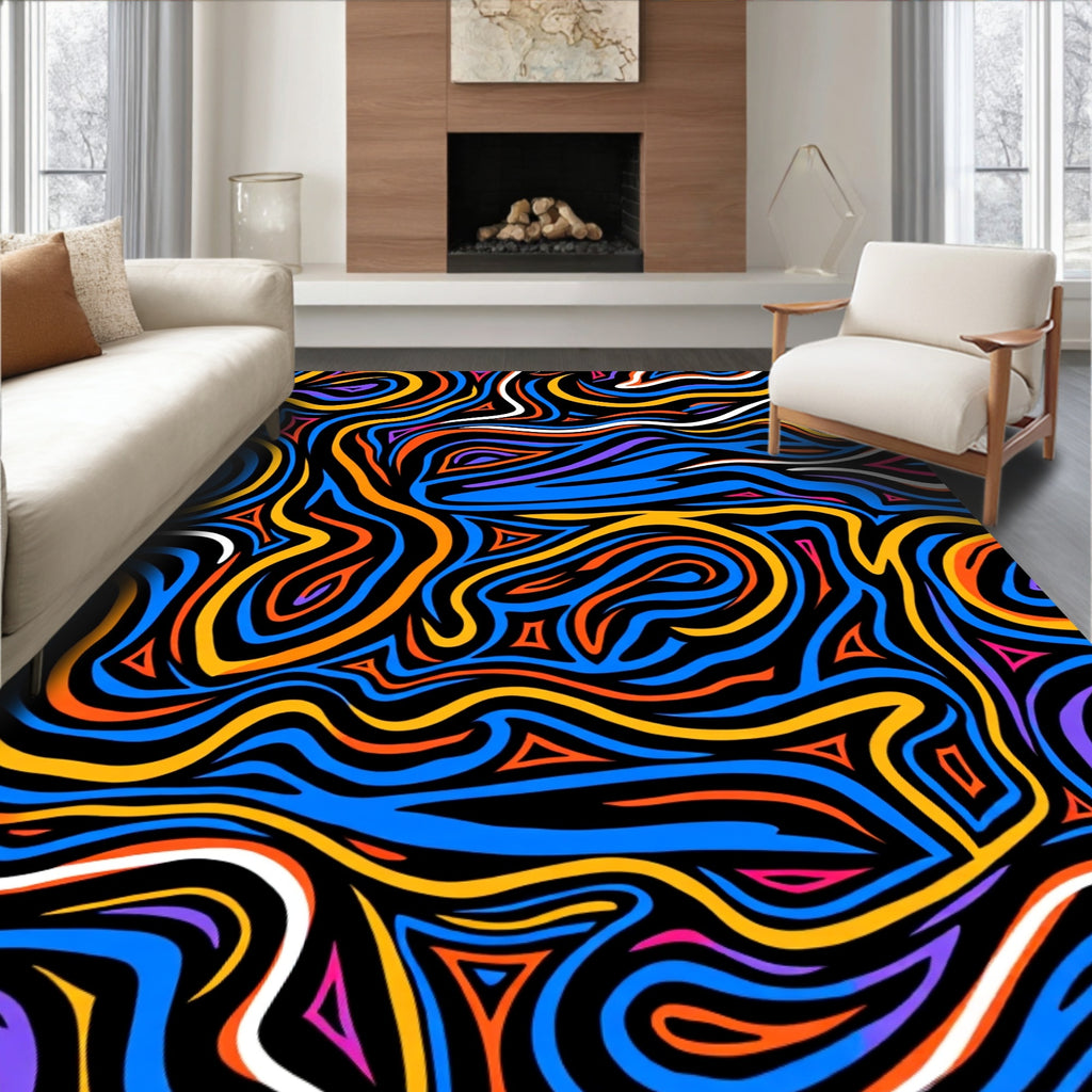 Bold Abstract Swirls With Triangles Rug