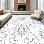 Soft Blue Floral Swirl Repeat Rug