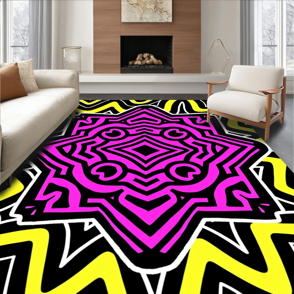 Vibrant Pink Geometric Starburst Background Rug