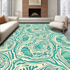 Aqua Organic Swirl Abstract Rug