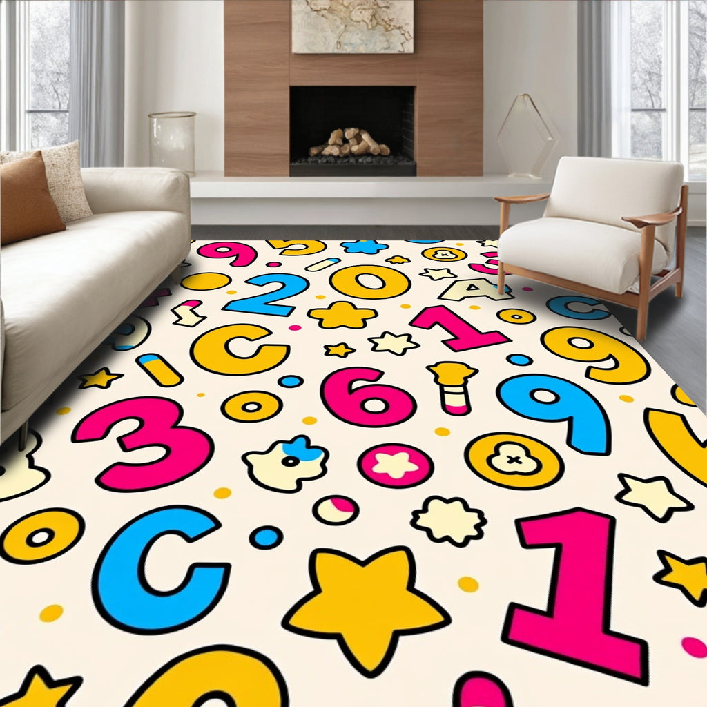 Playful Numbers Stars Shapes Rug