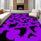 Vibrant Black Spiky Shapes On Purple Rug