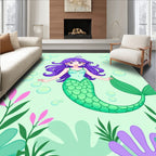 Cute Purple Mermaid Underwater Bubble Garden Rug