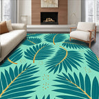 Teal Fern Tropical Foliage Rug