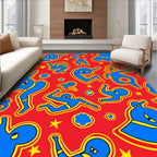 Red Blue Yellow Bold Figures Rug