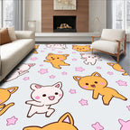Kawaii Orange Pinks Cats Stars Rug