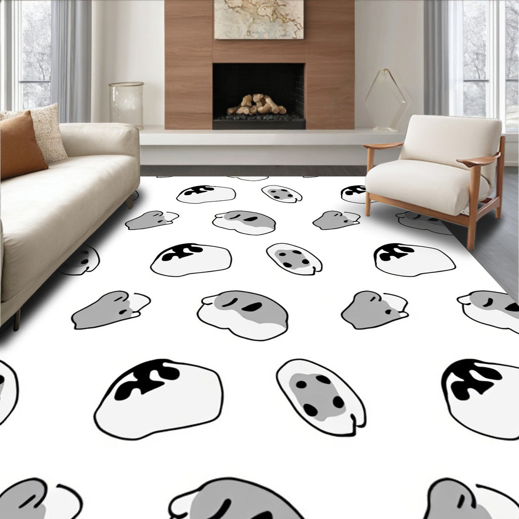 Whimsical Gray Blob Organic Scattered Rug