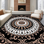 Peach Black Mandala Art Rug