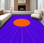 Vibrant Orange Sunburst Blue Rays Rug