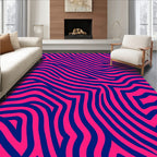 Vibrant Pink Navy Wavy Stripes Rug