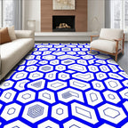 Cobalt Blue Geometric Honeycomb Rug