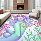 Whimsical Mermaid Lavender Seahorse Garden Rug