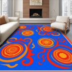 Retro Orange Floral Swirl Rug