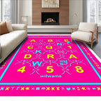 Alphabetical Bold Geometric Pink Teal Rug