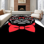 Sleek Black Pug Red Bowtie Glasses Rug