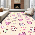 Cute Pink Kawaii Cat Hearts Rug