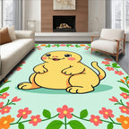 Chubby Yellow Creature Floral Border Rug