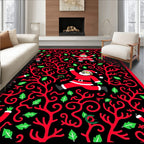 Jolly Santa Claus Red Swirl Christmas Rug