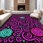 Vibrant Pink Turquoise Swirl Celestial Rug