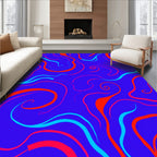 Bold Red Blue Swirls Abstract Rug