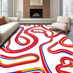 Bold Red Blue Yellow Linear Flow Rug