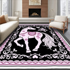 Pink Horse Floral Heart Border Rug