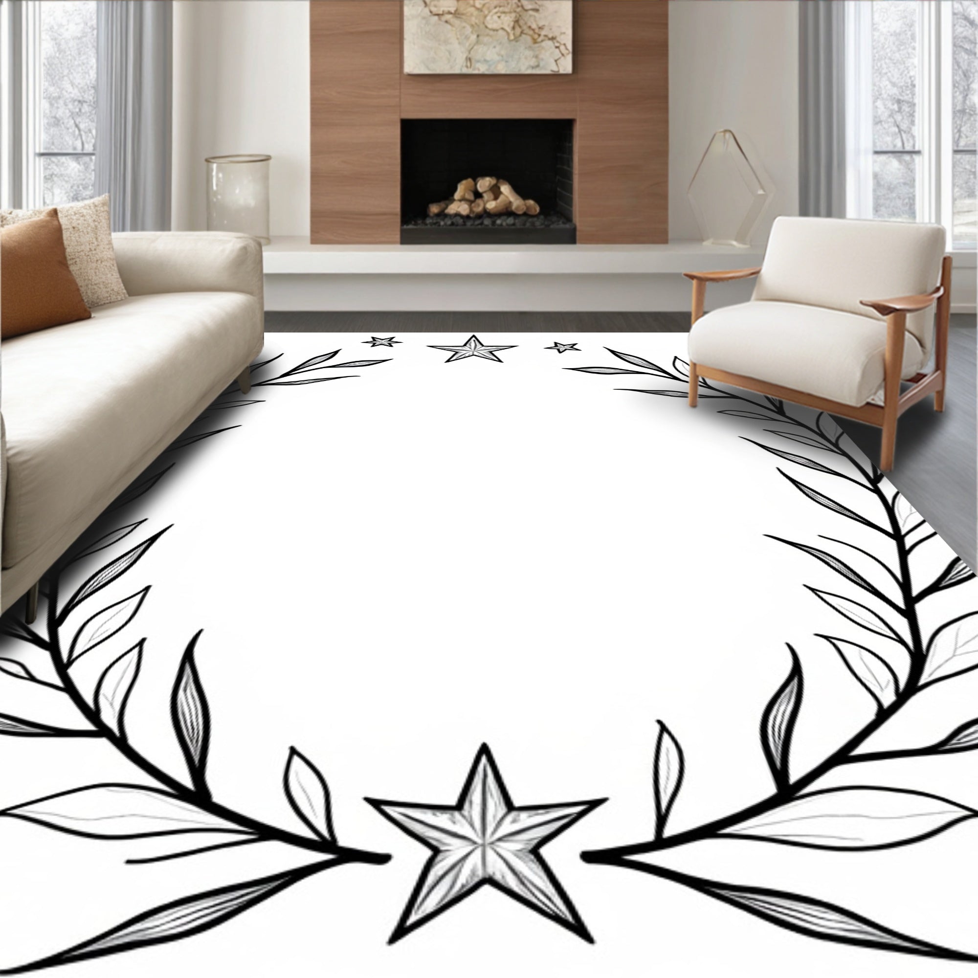 Black Star Laurel Wreath Rug