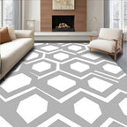 Modern Gray Geometric Hexagon Rug