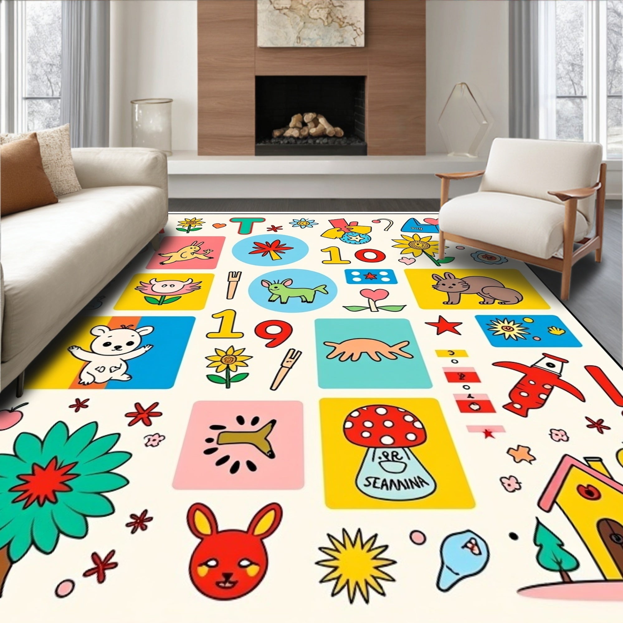 Whimsical Alphabet And Animals Ragdoll Rug