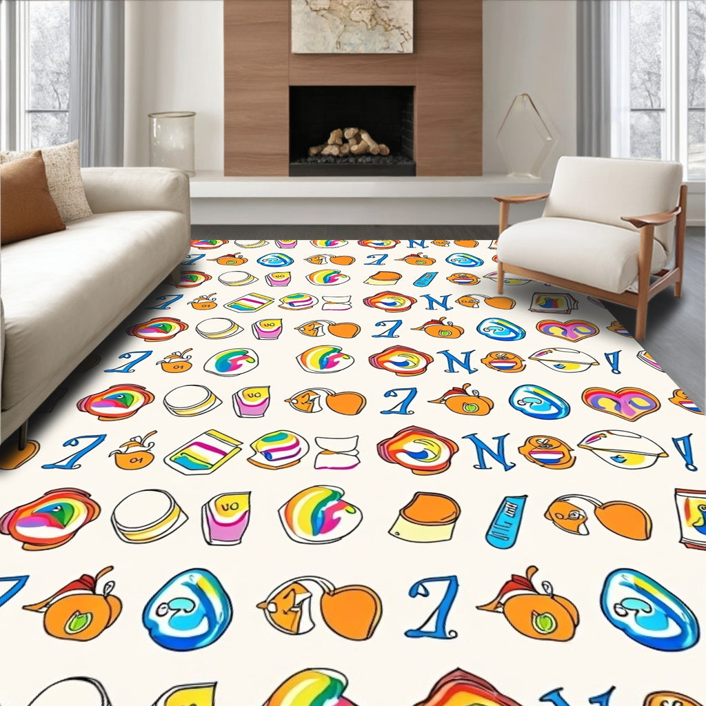 Playful Whimsical Cartoon Elements Rug